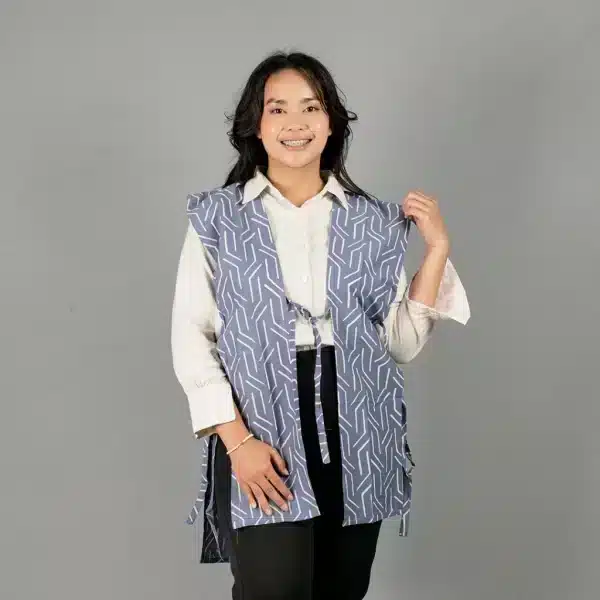 Vest Belah Panjang / Vest Batik Biru Muda